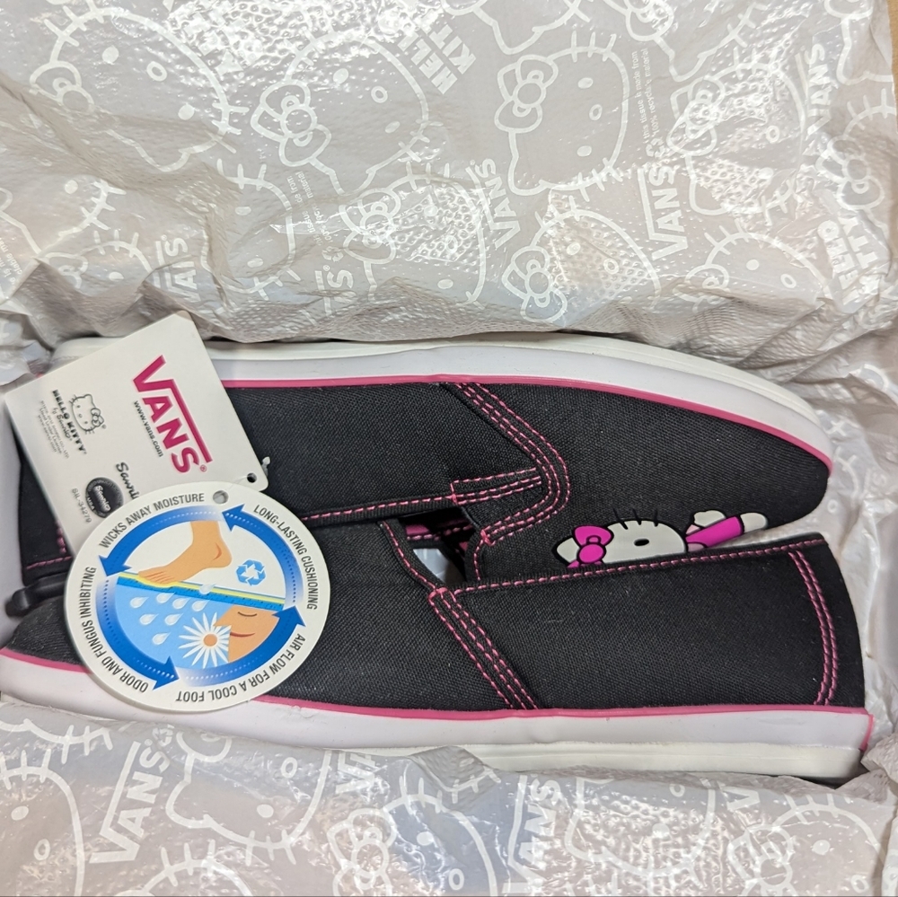 Vans Kalani (Hello Kitty) Black/Magenta Slip - on Sneakers Women's Size 5 - Picture 6 of 9